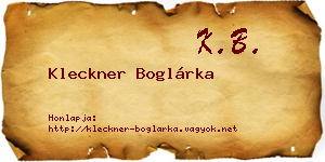 Kleckner Boglárka névjegykártya